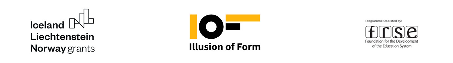 Baner z logotypami: Iceland Liechtenstein Norway grants, Illusion of Form, Foundation for the Development of the Education System 